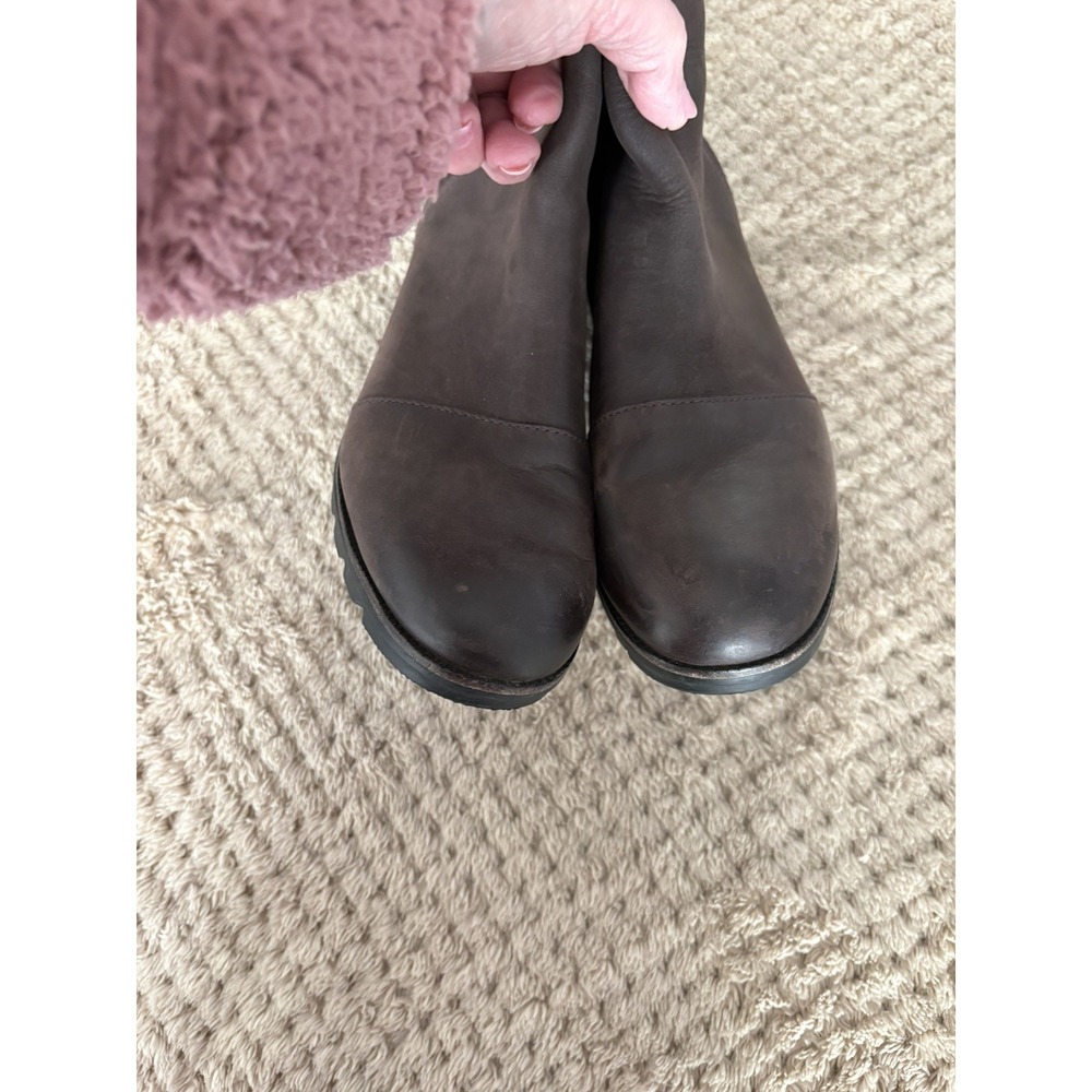 Sorel Boots Womens Size 8.5 Cate Chocolate Brown Leather/Suede Zip Block Heel - Picture 13 of 15